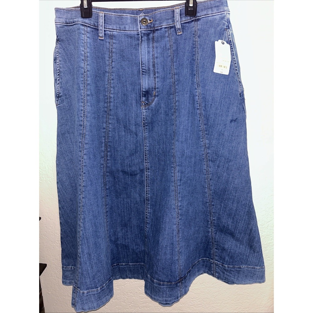 St. John's Bay Women's High Rise Midi Denim Skirt Size 16 NWT Blue Jean Modest